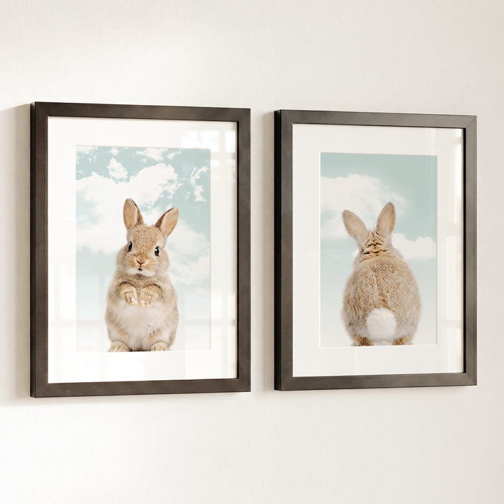 Baby Rabbits - Heads and Tails - Set of 2 Nursery Art Prints