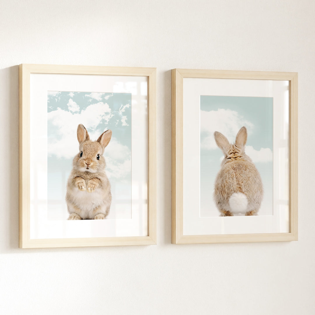 Baby Rabbits - Heads and Tails - Set of 2 Nursery Art Prints