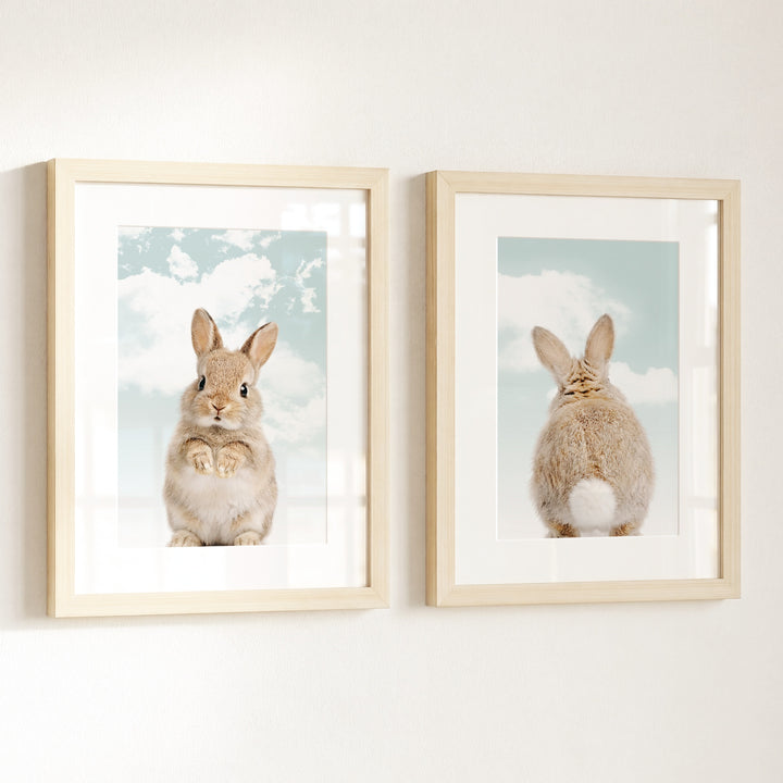 Baby Rabbits - Heads and Tails - Set of 2 Nursery Art Prints