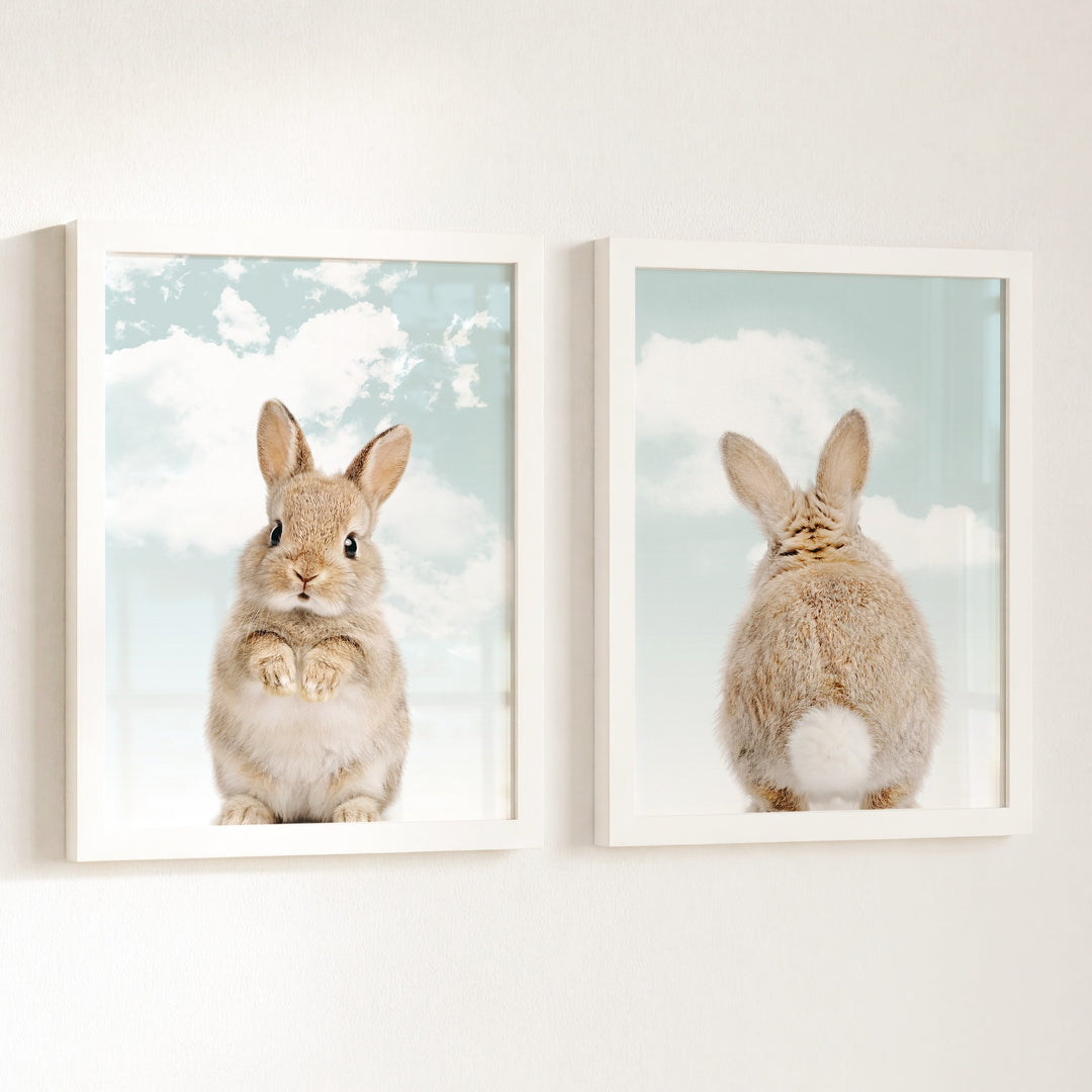 Baby Rabbits - Heads and Tails - Set of 2 Nursery Art Prints
