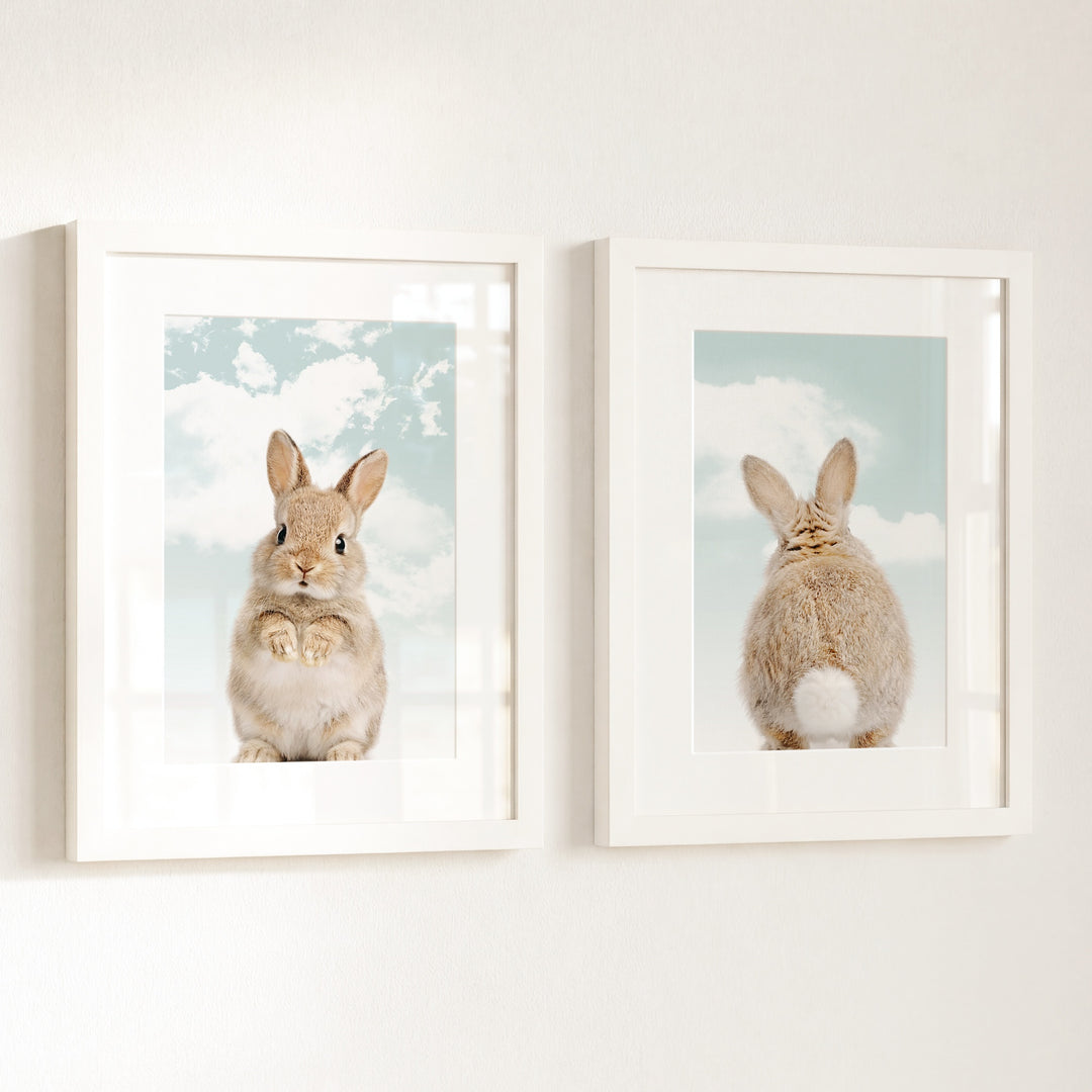 Baby Rabbits - Heads and Tails - Set of 2 Nursery Art Prints