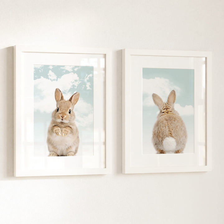 Baby Rabbits - Heads and Tails - Set of 2 Nursery Art Prints