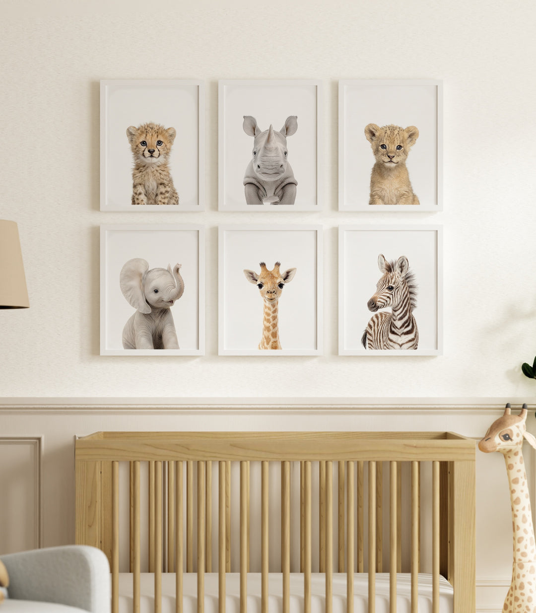 Baby Safari Animals Nursery Decor - African Animals Set of 6 Prints