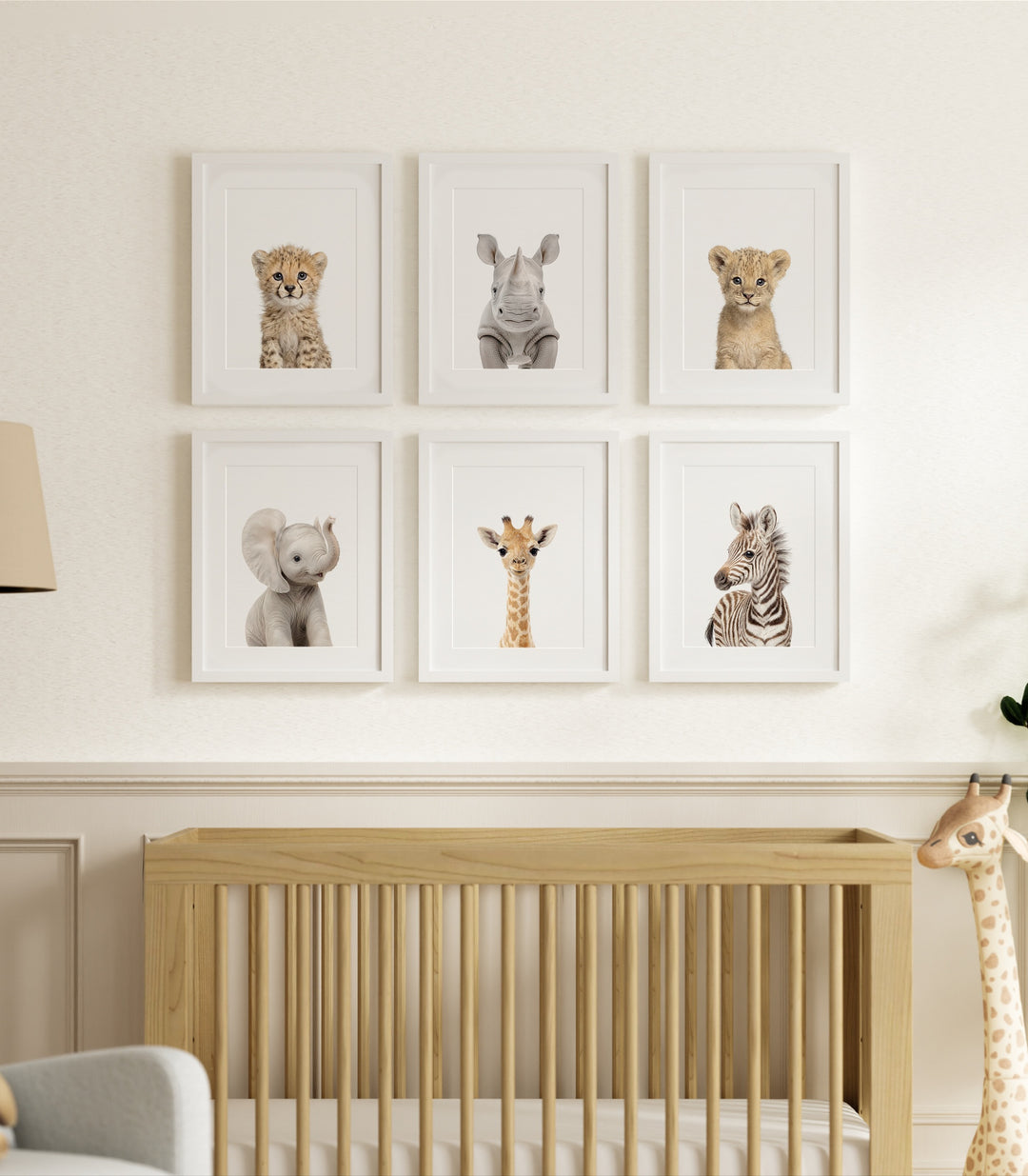 Baby Safari Animals Nursery Decor - African Animals Set of 6 Prints