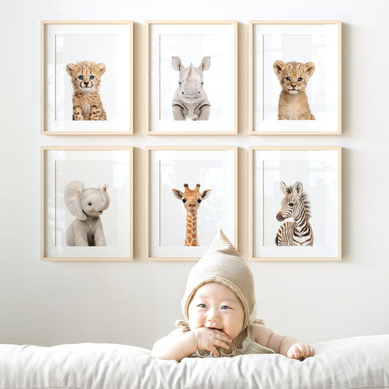 Baby Jungle & Safari Animals Set of 6 Nursery Decor Prints - All Sizes ...