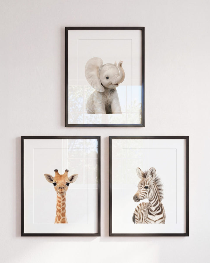 Baby Safari Animals Set of 3 Nursery Art Prints