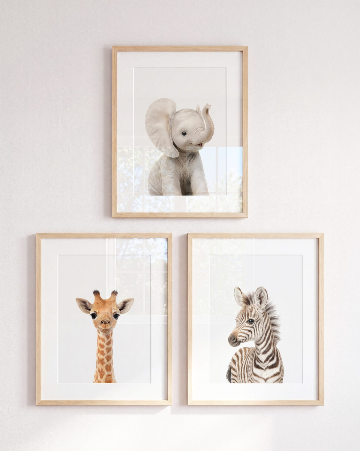 Baby Safari Animals Set of 3 Nursery Art Prints