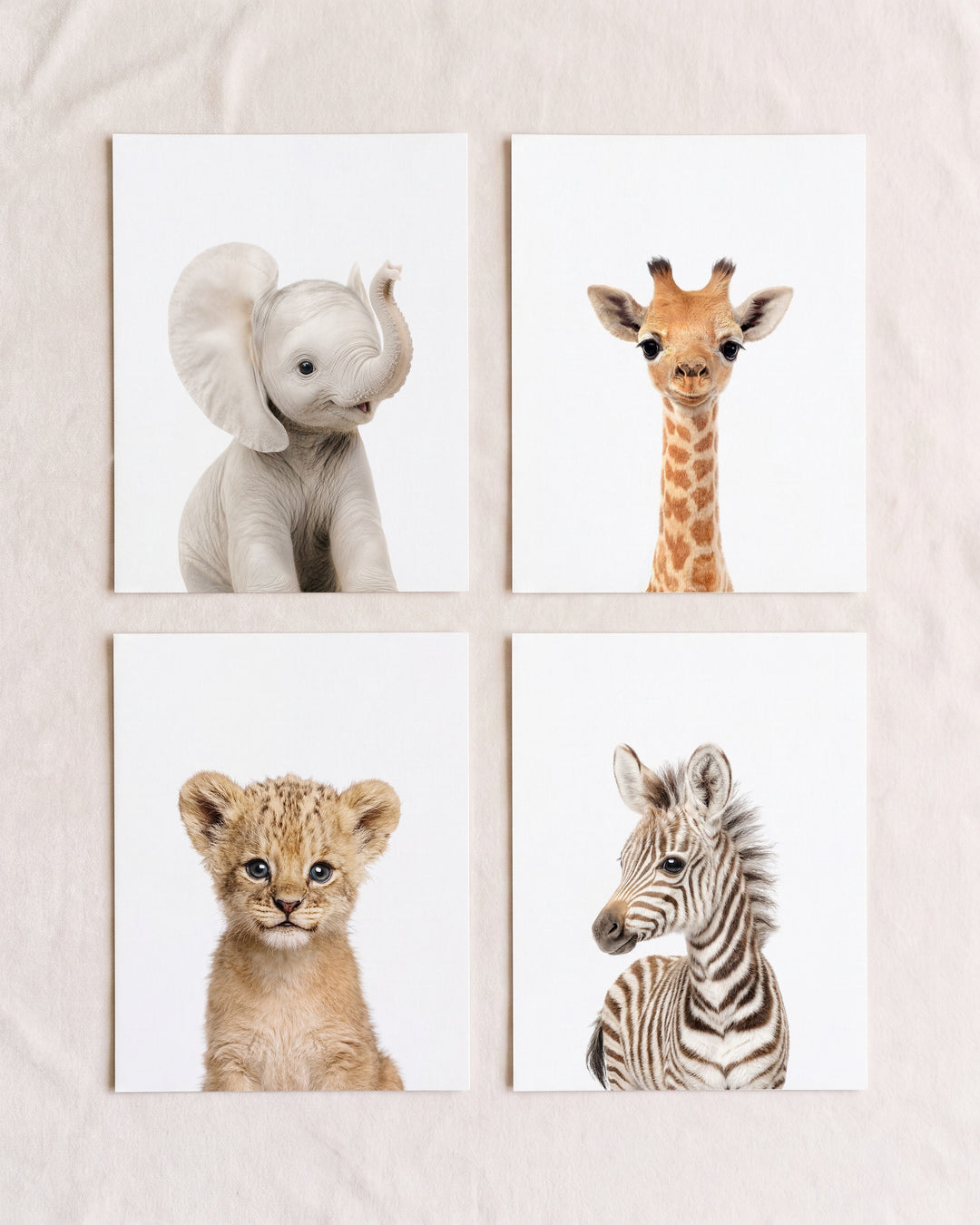 Baby Safari Animals Set of 4 Nursery Art
