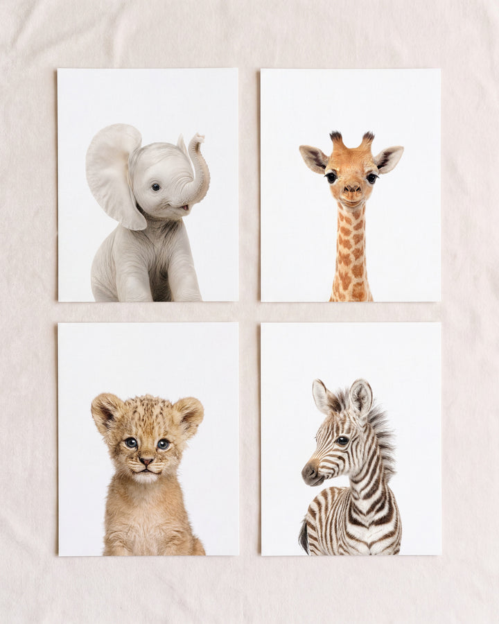 Baby Safari Animals Set of 4 Nursery Art