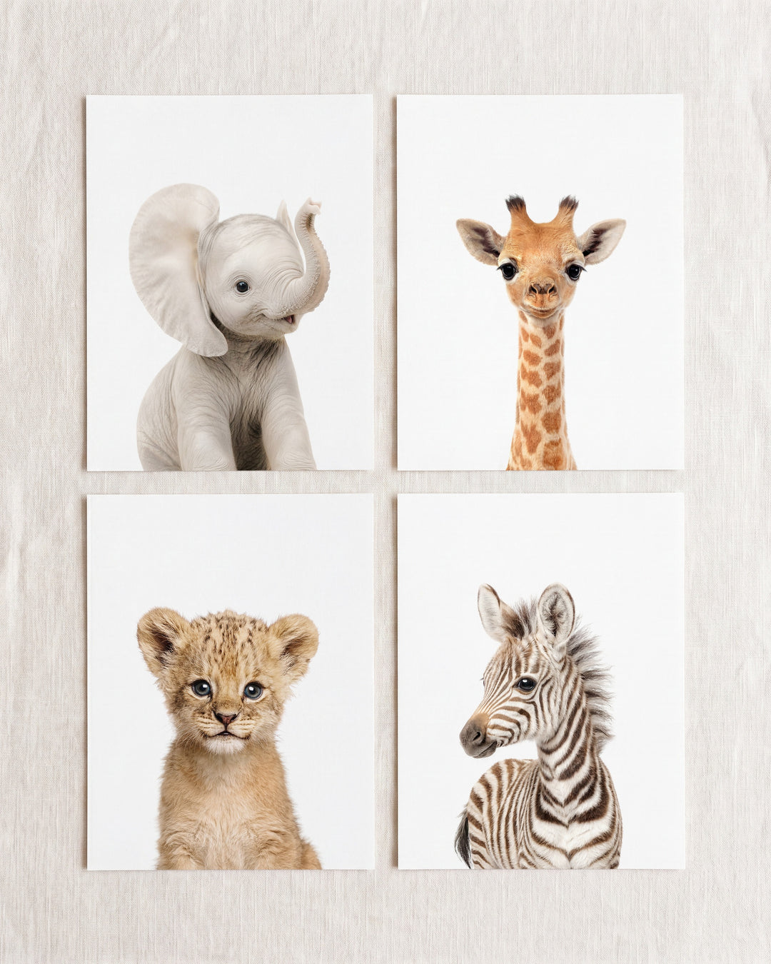 Baby Safari Animals Set of 4 Nursery Art