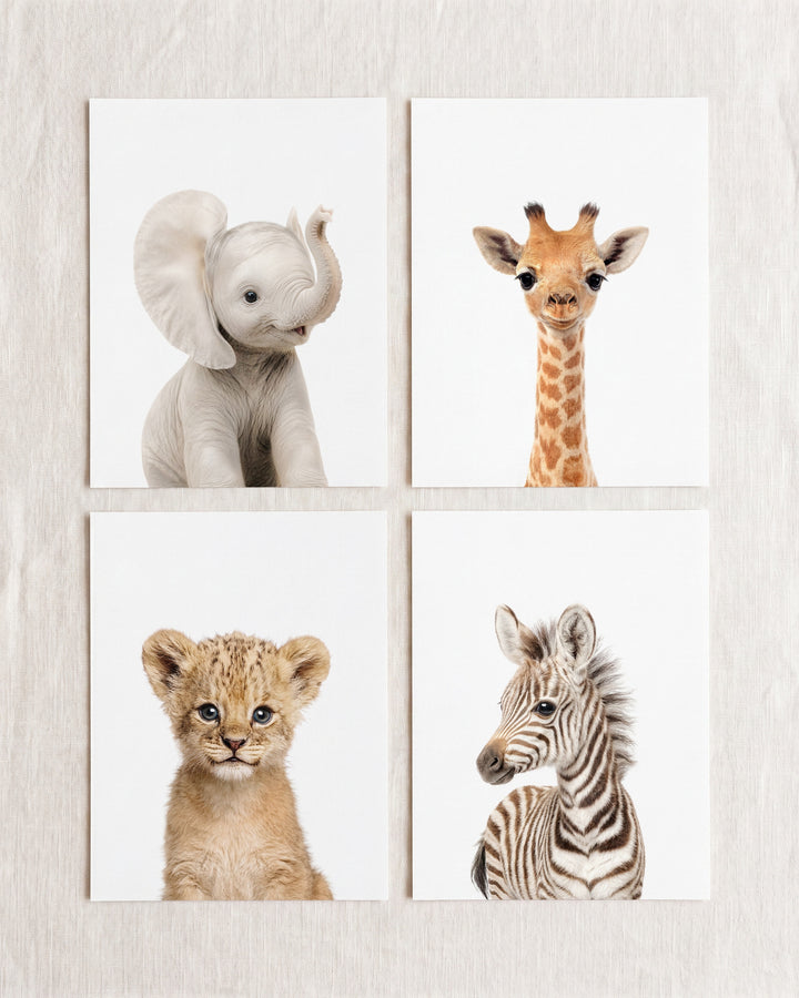 Baby Safari Animals Set of 4 Nursery Art