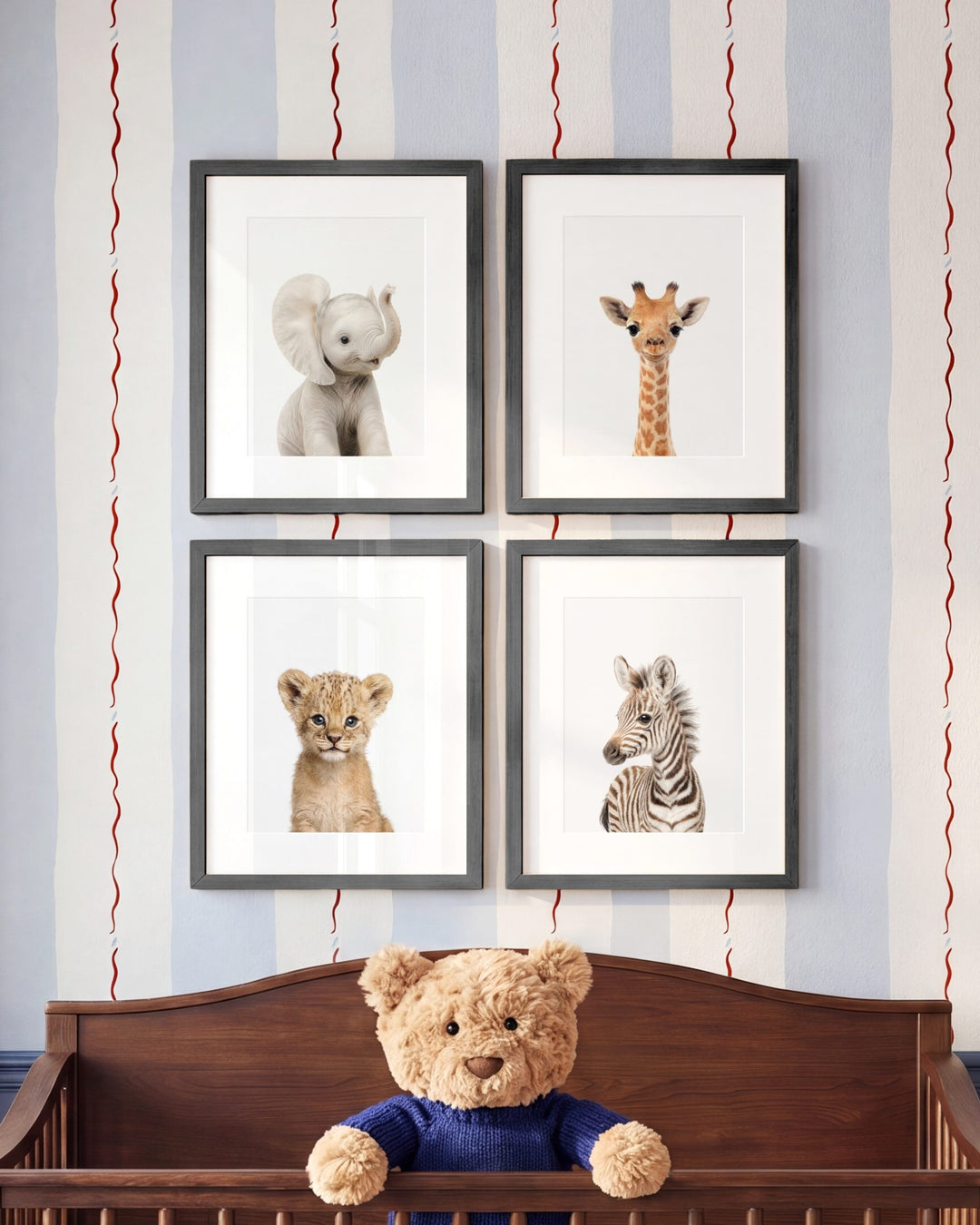 Baby Safari Animals Set of 4 Nursery Art