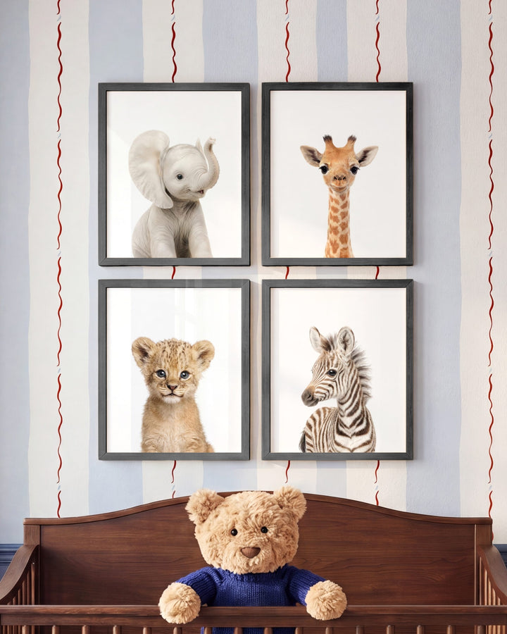 Baby Safari Animals Set of 4 Nursery Art