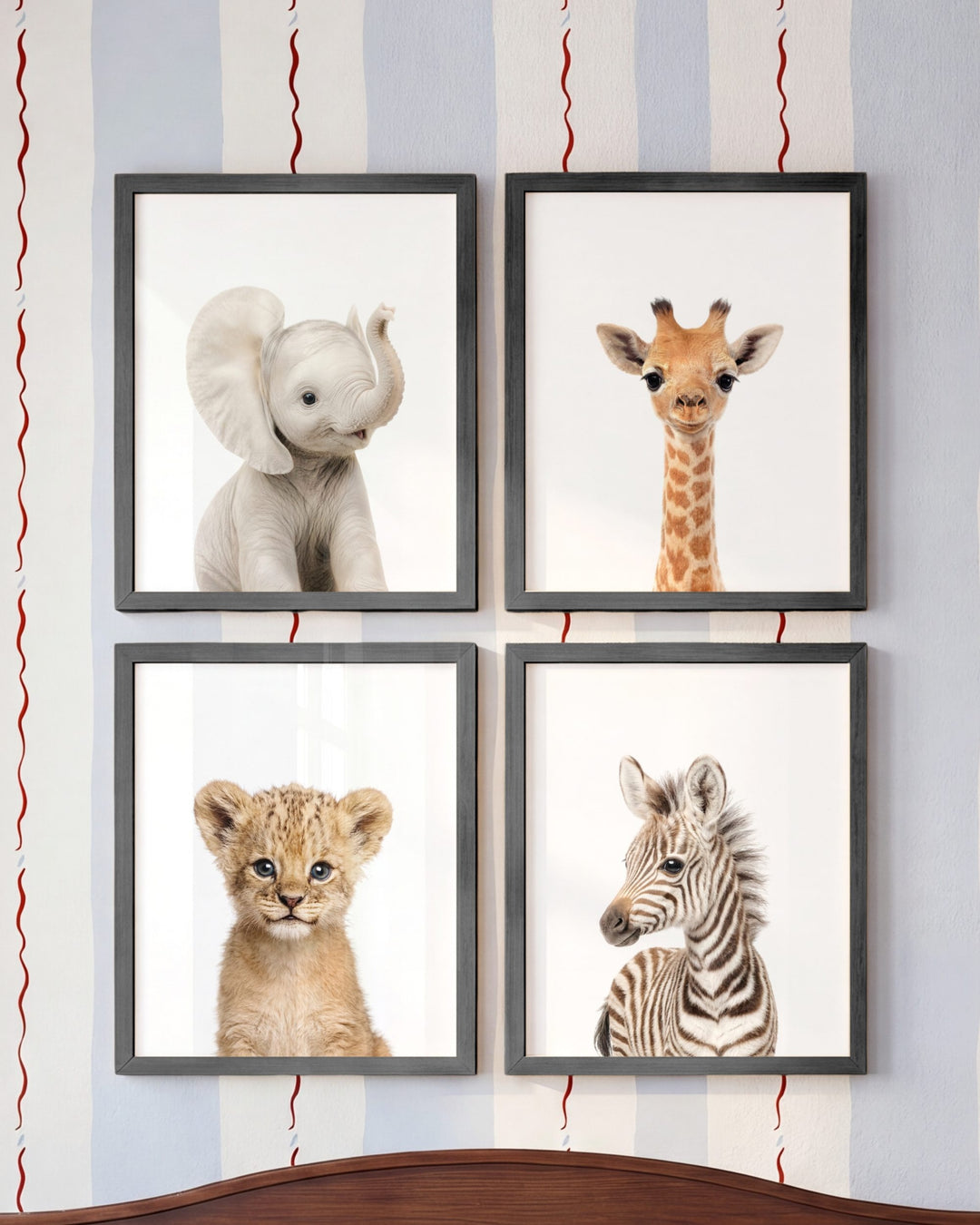 Baby Safari Animals Set of 4 Nursery Art