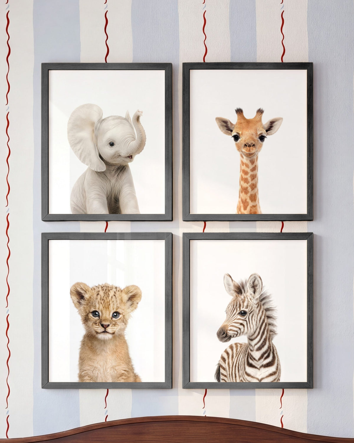 Baby Safari Animals Set of 4 Nursery Art