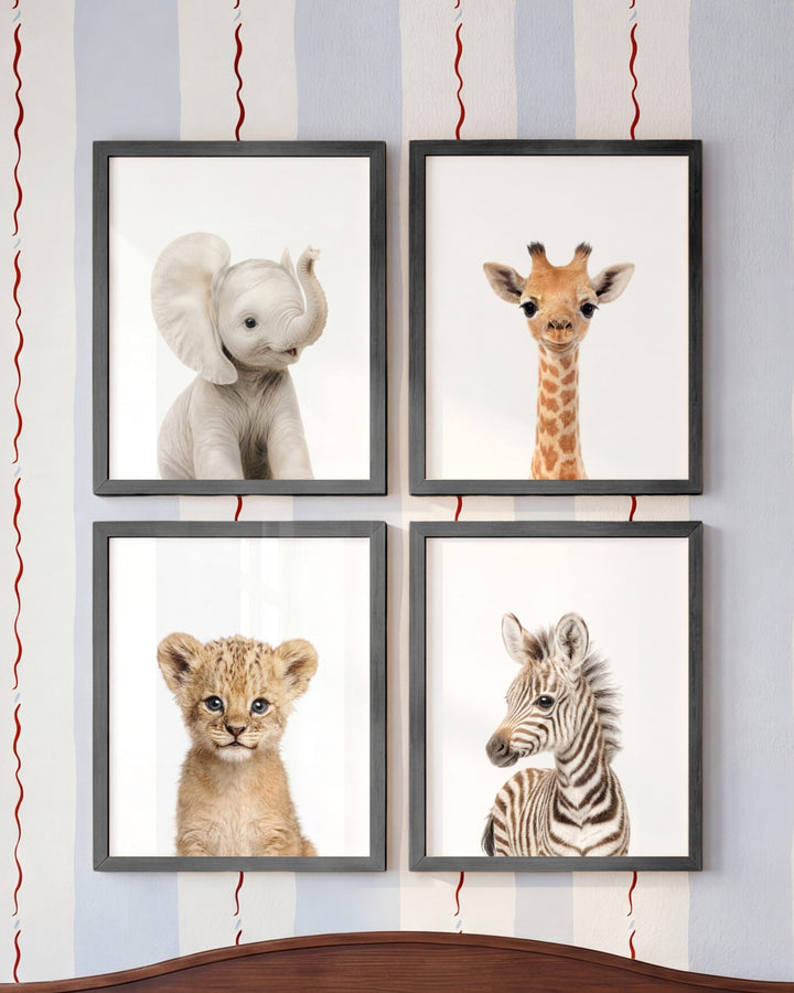 Baby Safari Animals Set of 4 Nursery Art