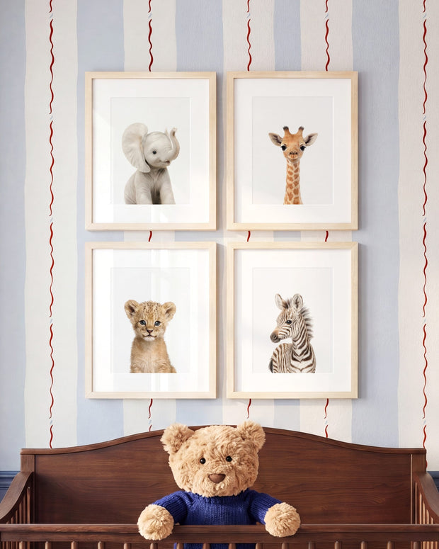Baby Safari Animals Set of 4 Nursery Art