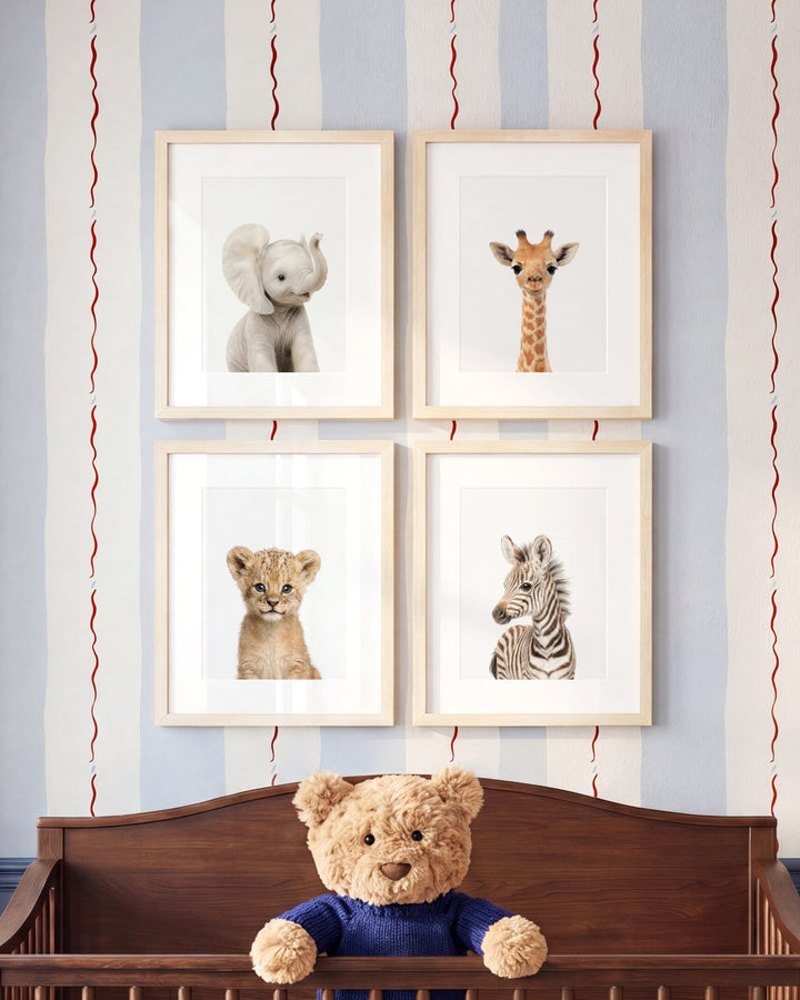 Baby Safari Animals Set of 4 Nursery Art