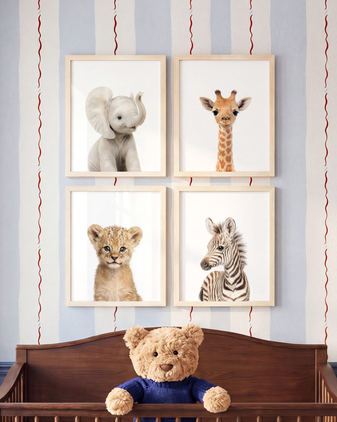 Baby Safari Animals Set of 4 Nursery Art