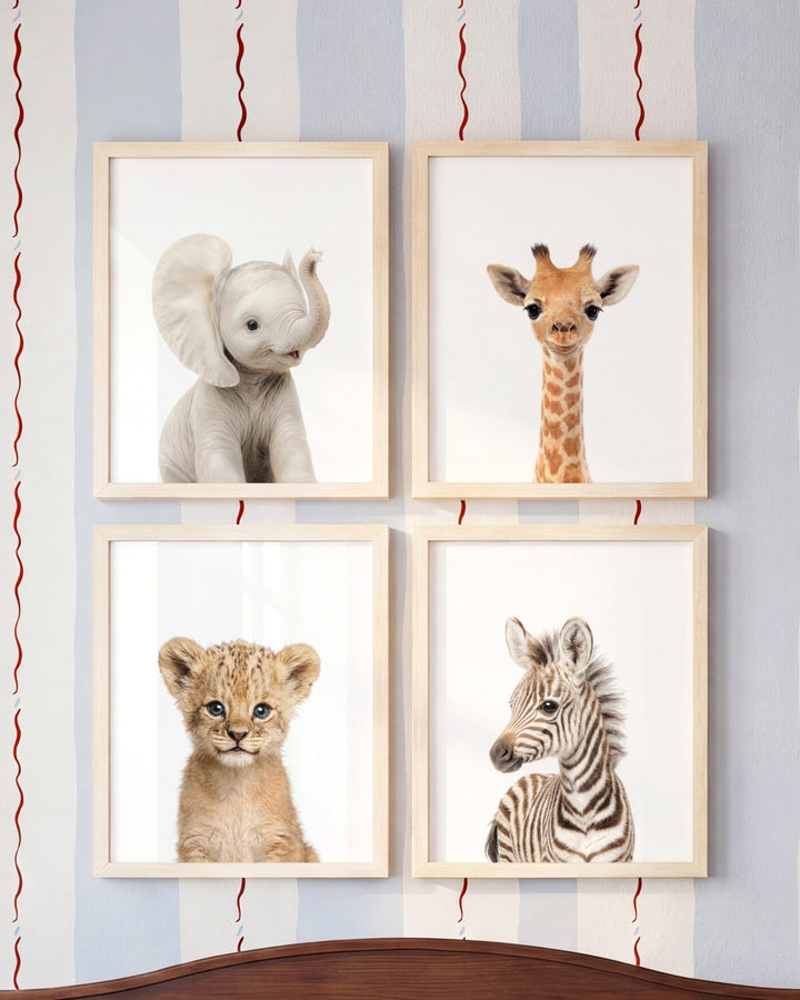 Baby Safari Animals Set of 4 Nursery Art