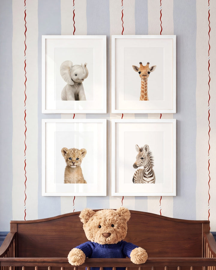Baby Safari Animals Set of 4 Nursery Art