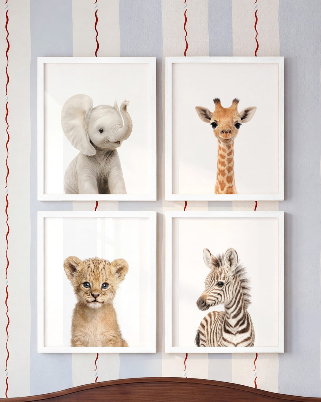 Baby Safari Animals Set of 4 Nursery Art