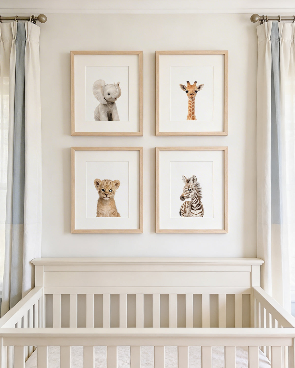Baby Safari Animals Set of 4 Nursery Art