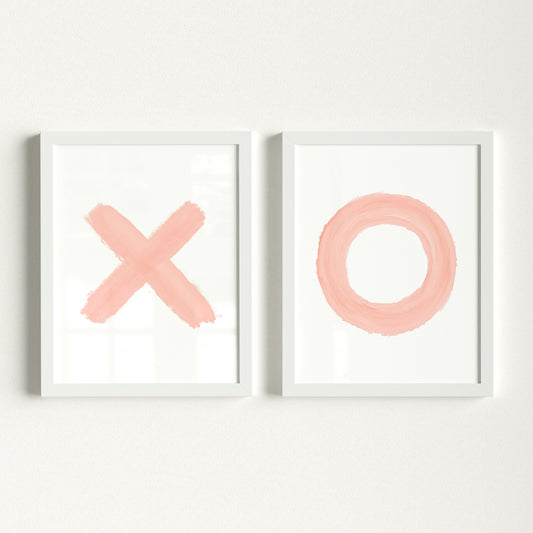 Blush Pink XOs - set of two Girls Room Decor Prints