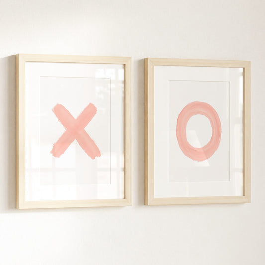 Blush Pink XOs - set of two Girls Room Decor Prints