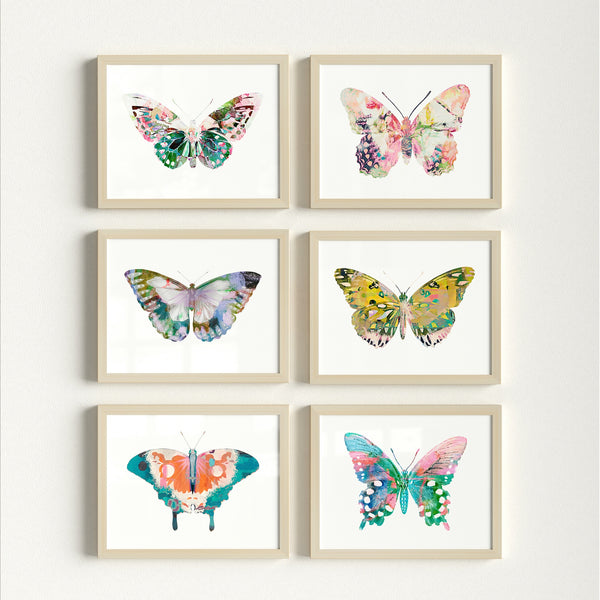 Butterfly Art Prints Set of 6 Girl Room Decor