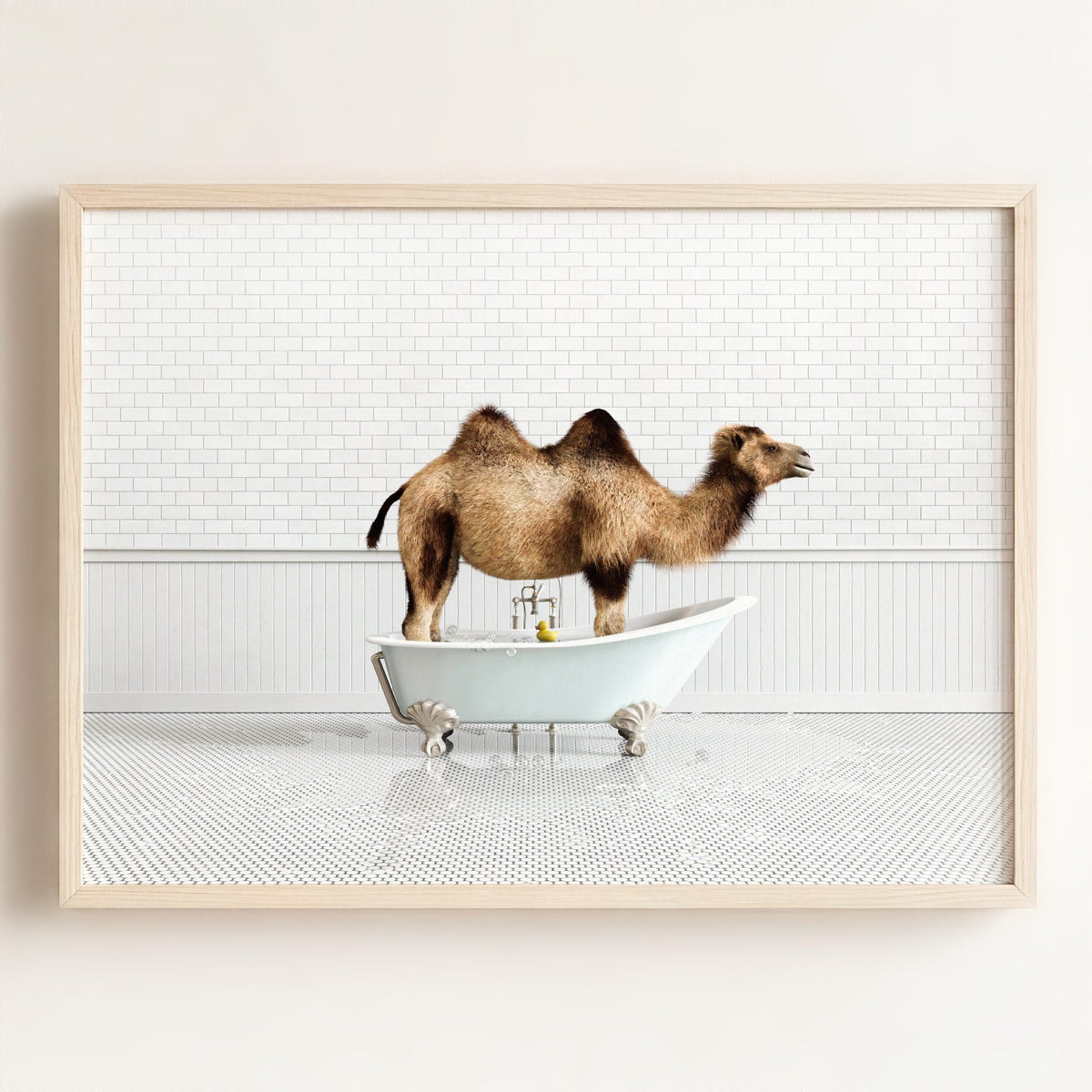 Camel in Blue Bathtub — Framed