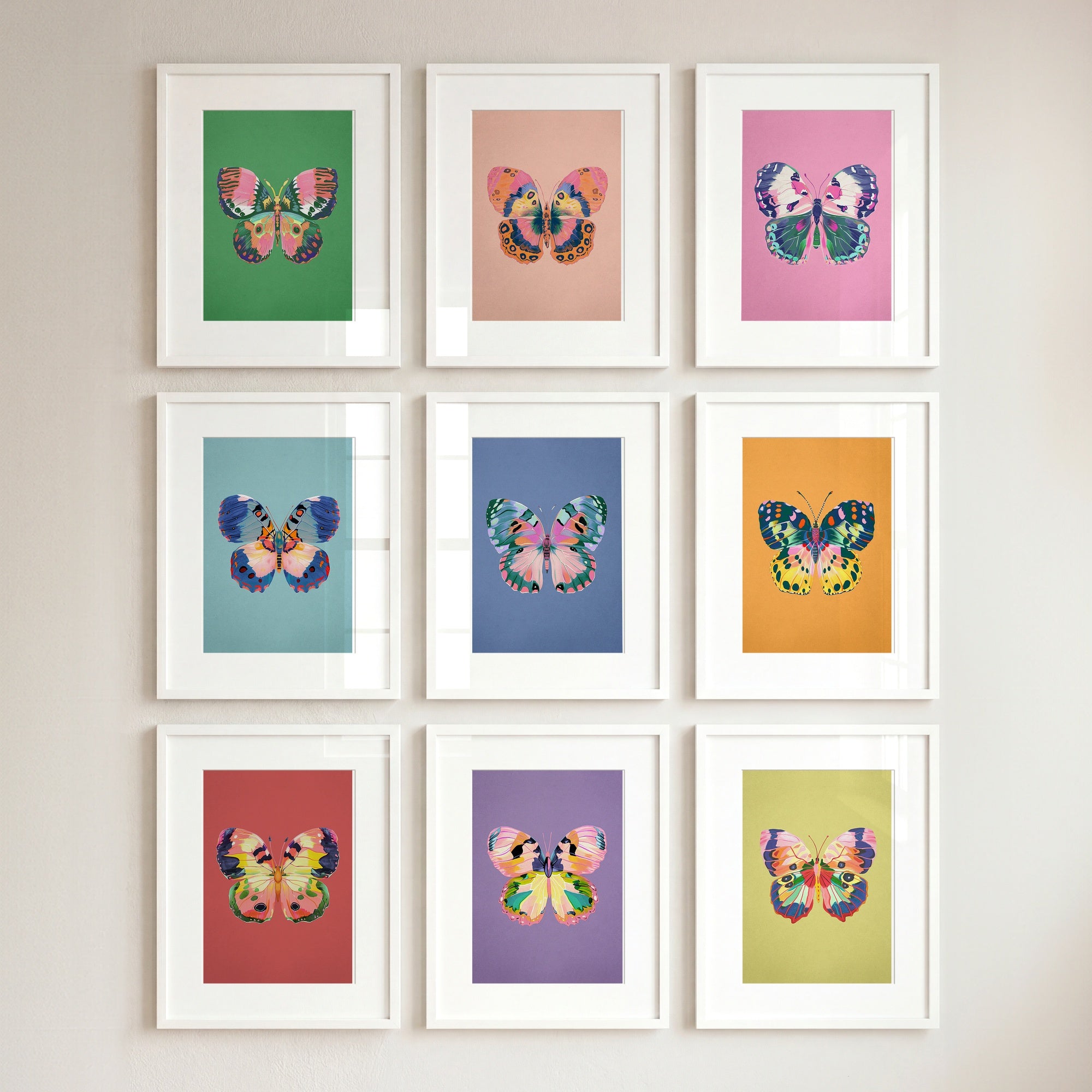 Color Bloom Butterflies Set of 9