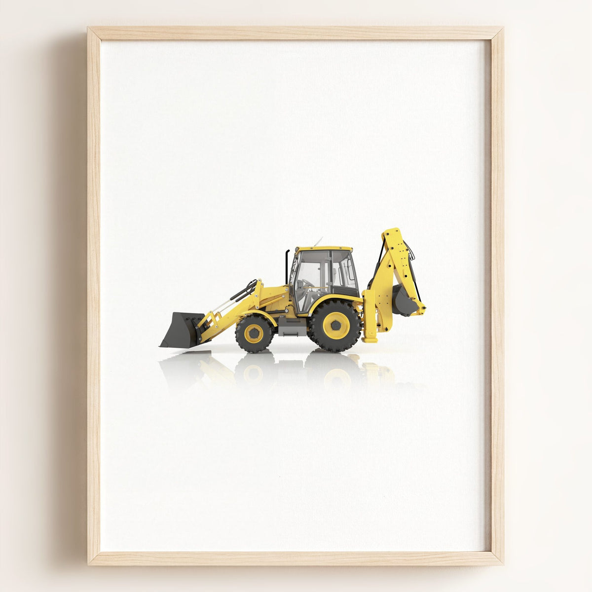 Construction Vehicle Backhoe Art - Framed Art