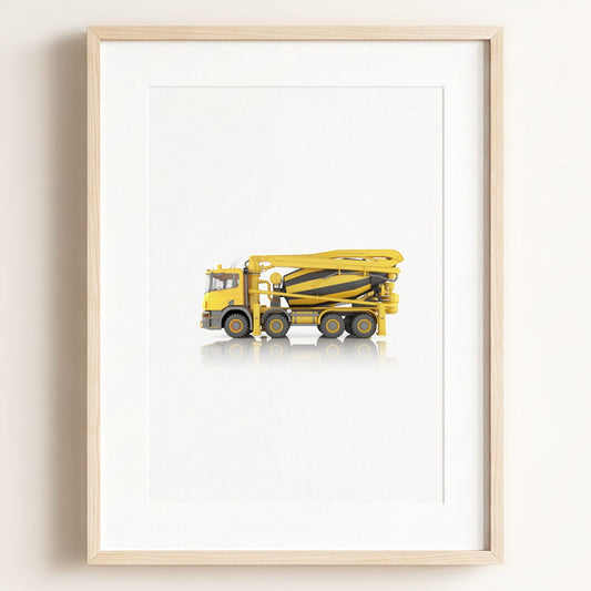Construction Vehicle Concrete Mixer Art — Framed Art