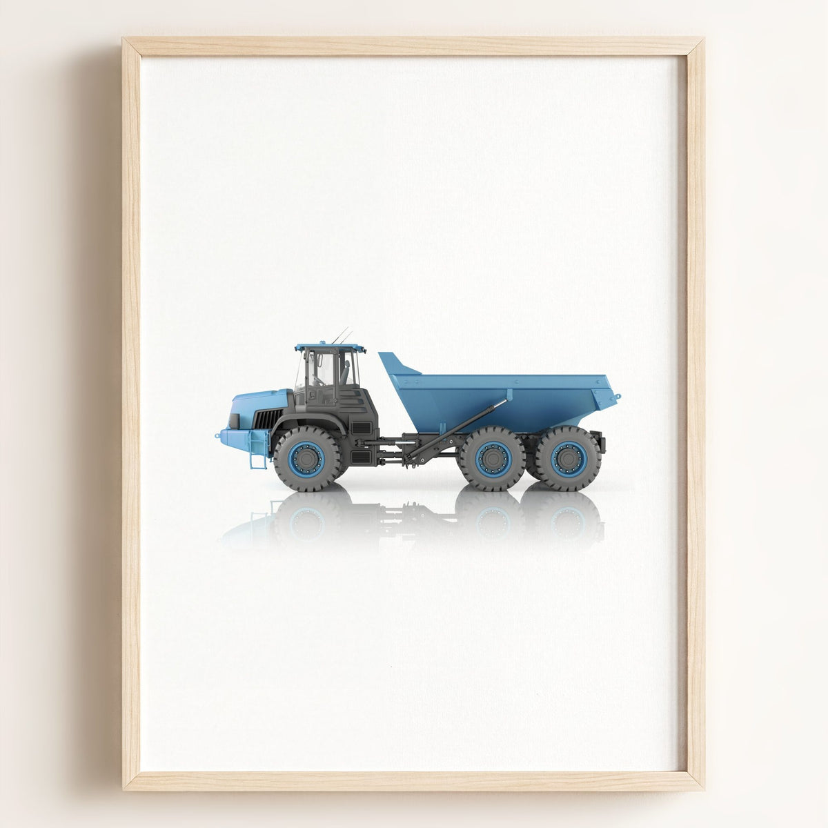 Construction Vehicle Dump Truck Art — Framed