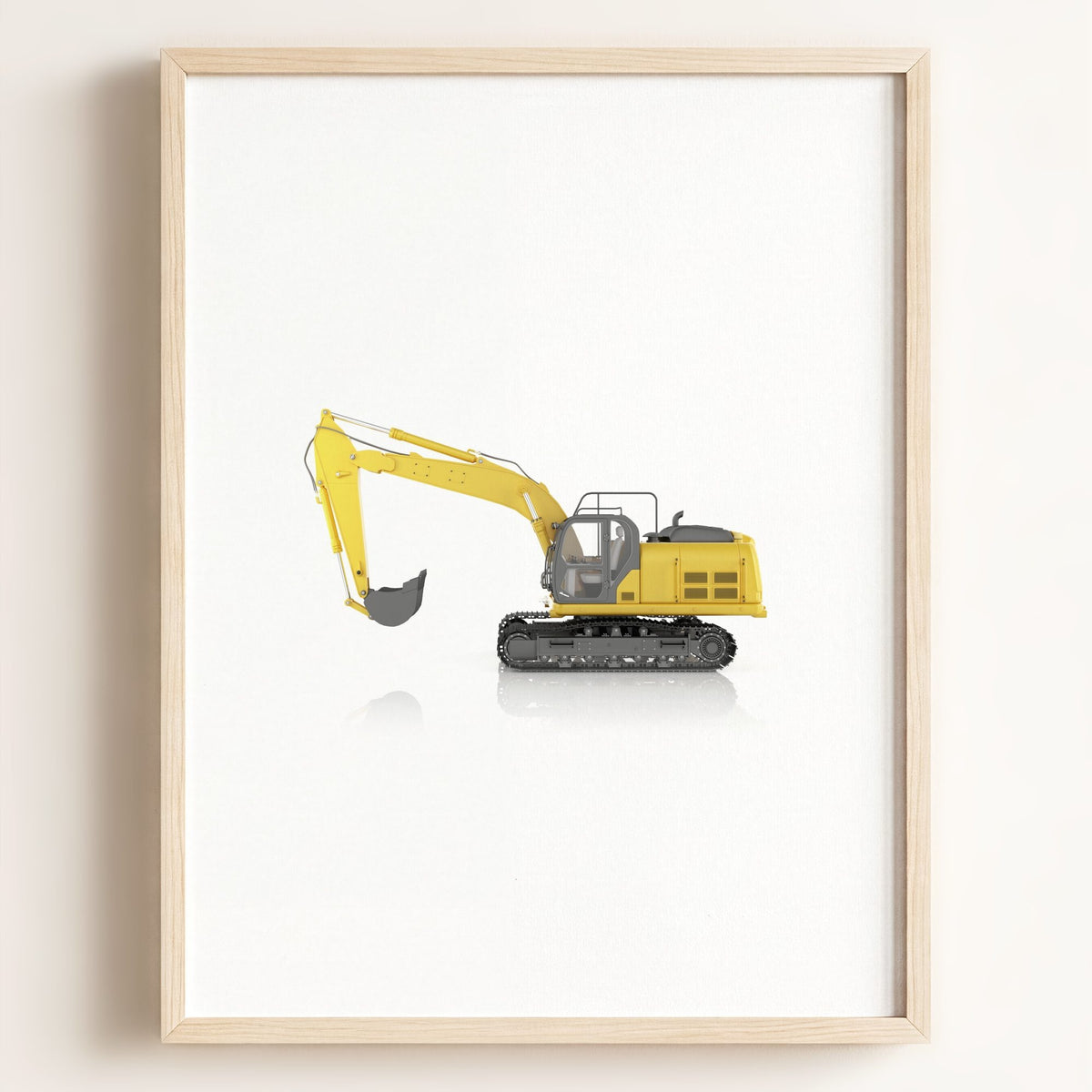 Construction Vehicle Track Excavator Art — Framed