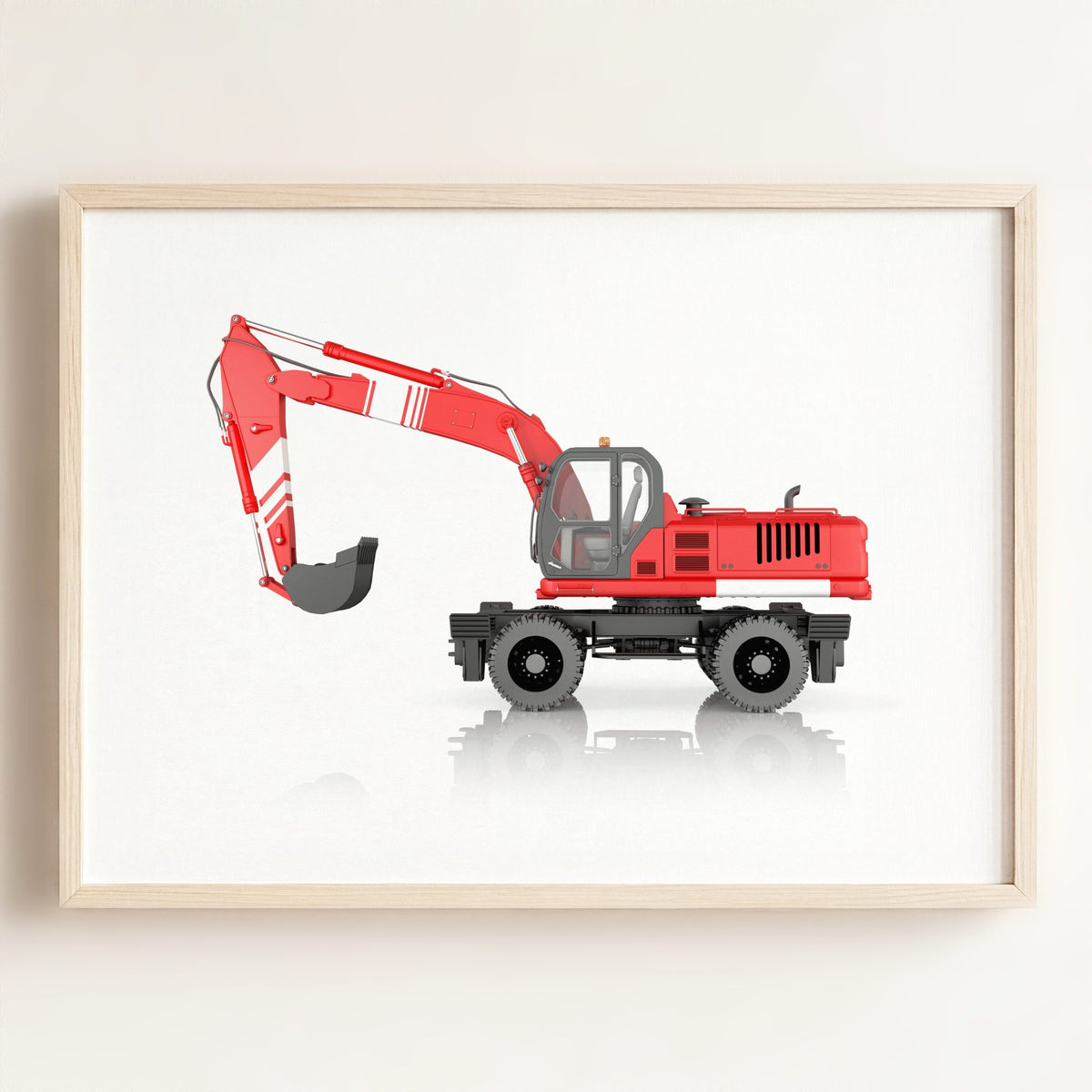 Construction Vehicle Wheel Excavator Art — Framed Art