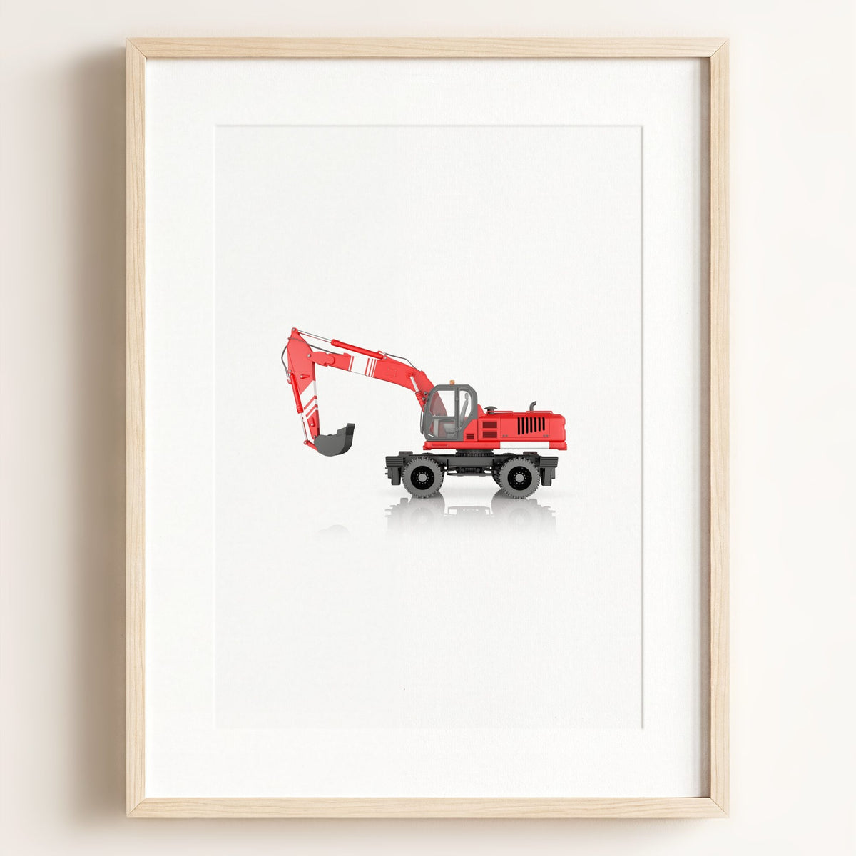 Construction Vehicle Wheel Excavator Art — Framed Art