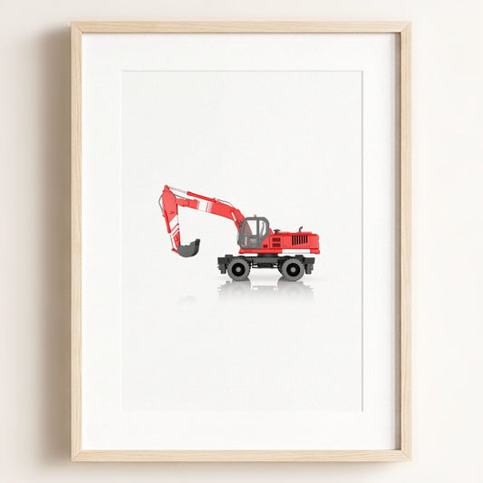 Construction Vehicle Wheel Excavator Art — Framed Art