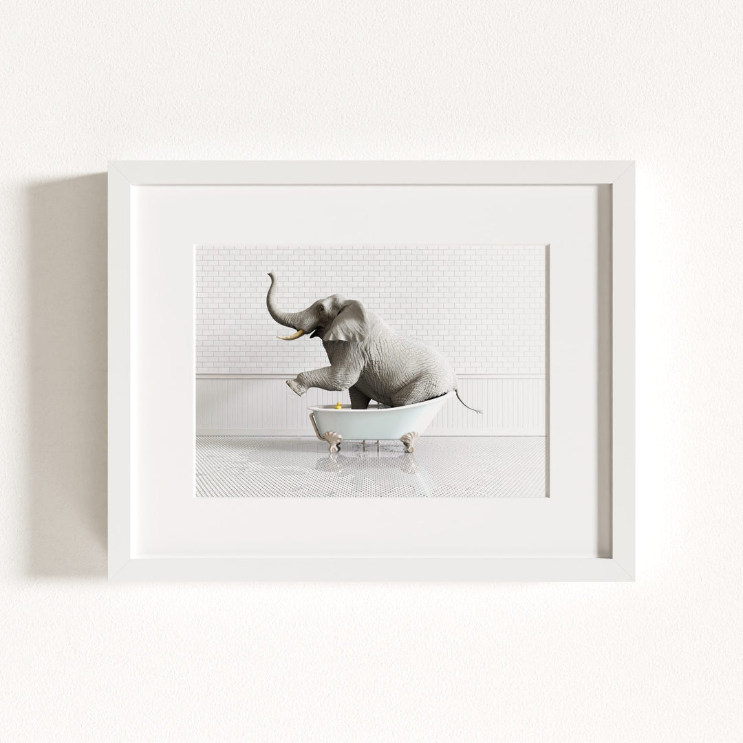 Elephant in Blue Bathtub