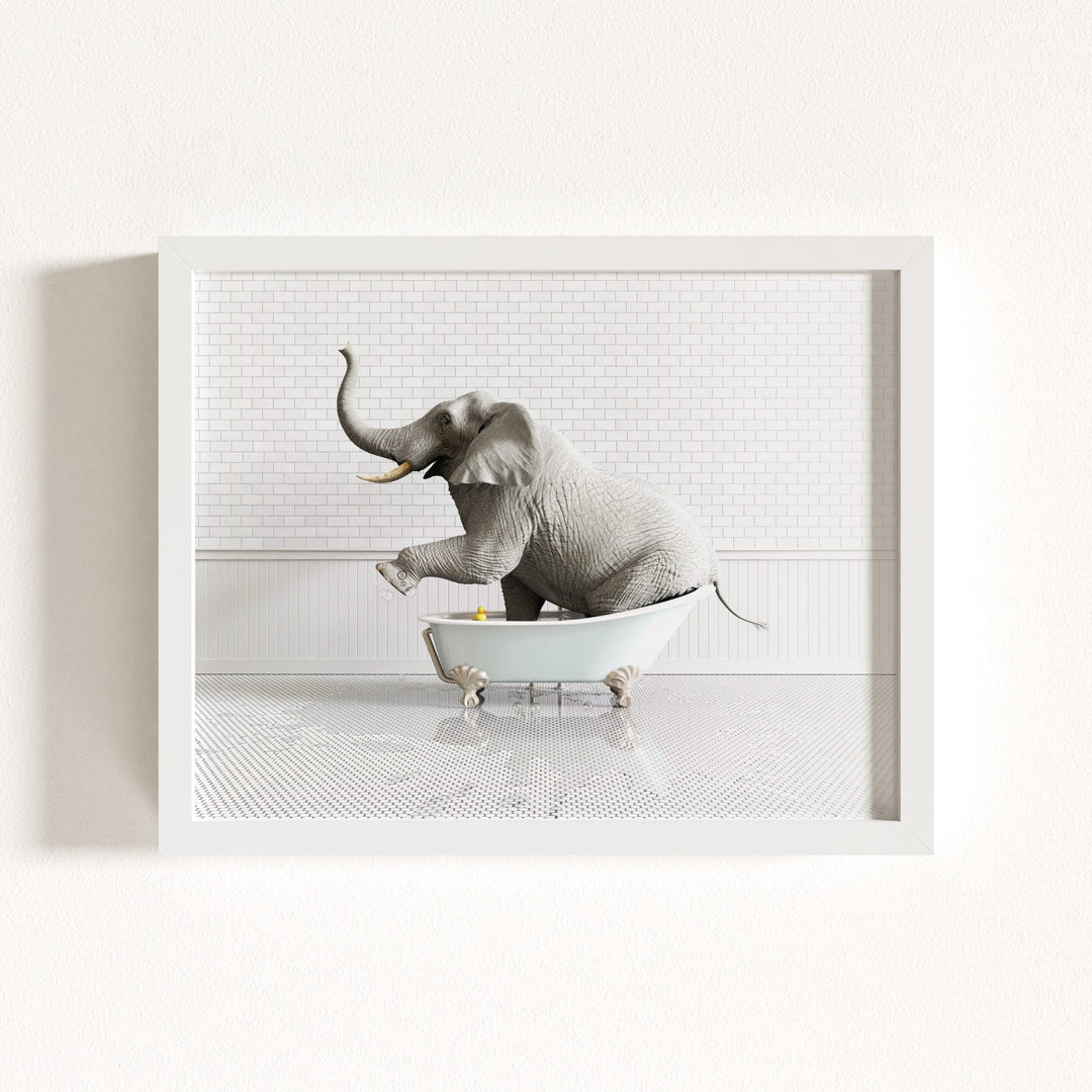 Elephant in Blue Bathtub
