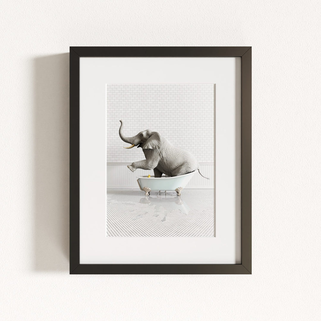 Elephant in Blue Bathtub