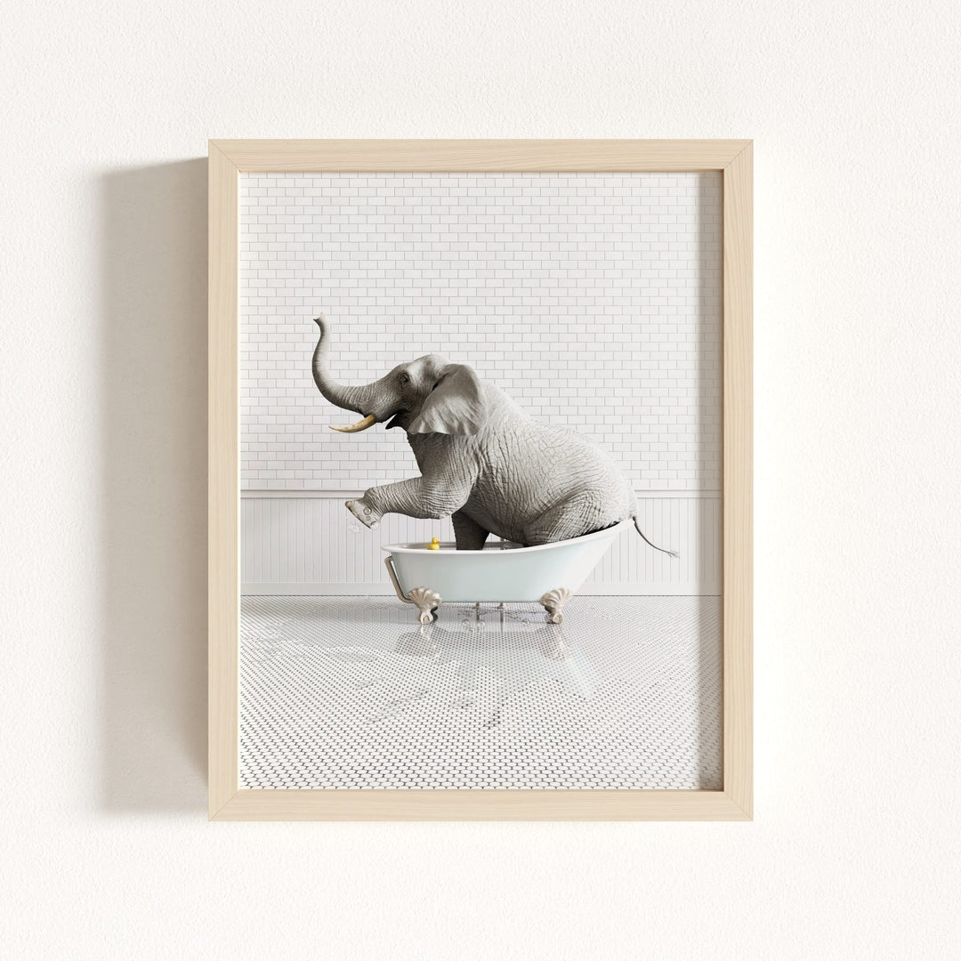 Elephant in Blue Bathtub