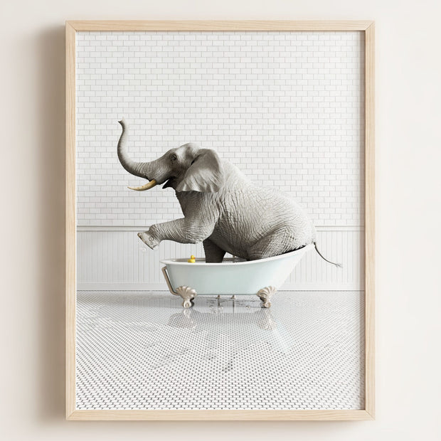 Elephant in Blue Bathtub