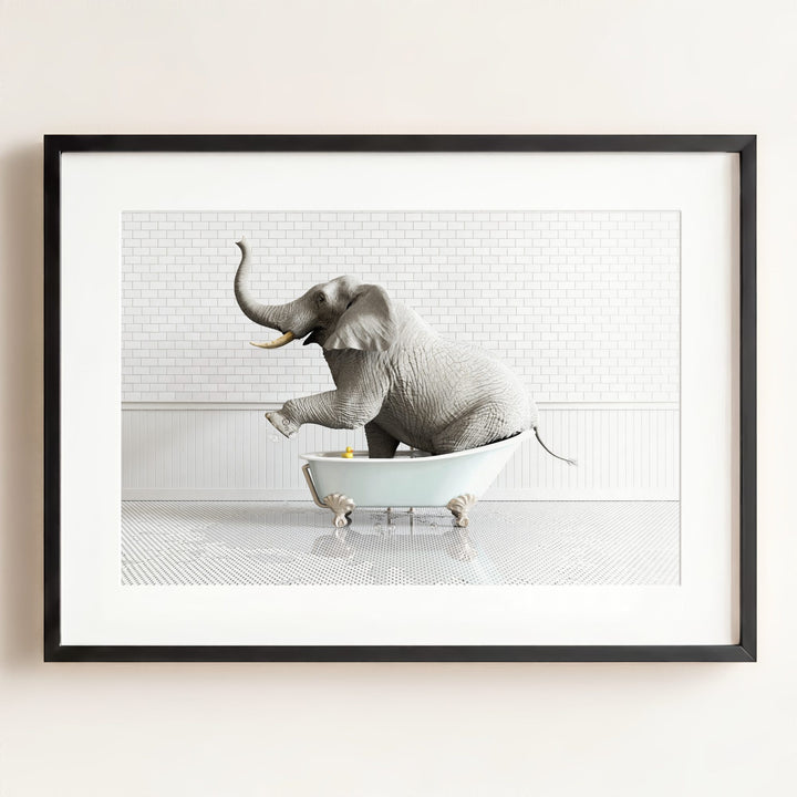 Elephant in Blue Bathtub