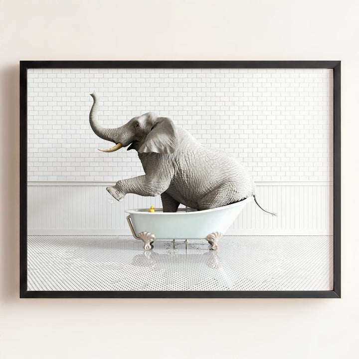 Elephant in Blue Bathtub