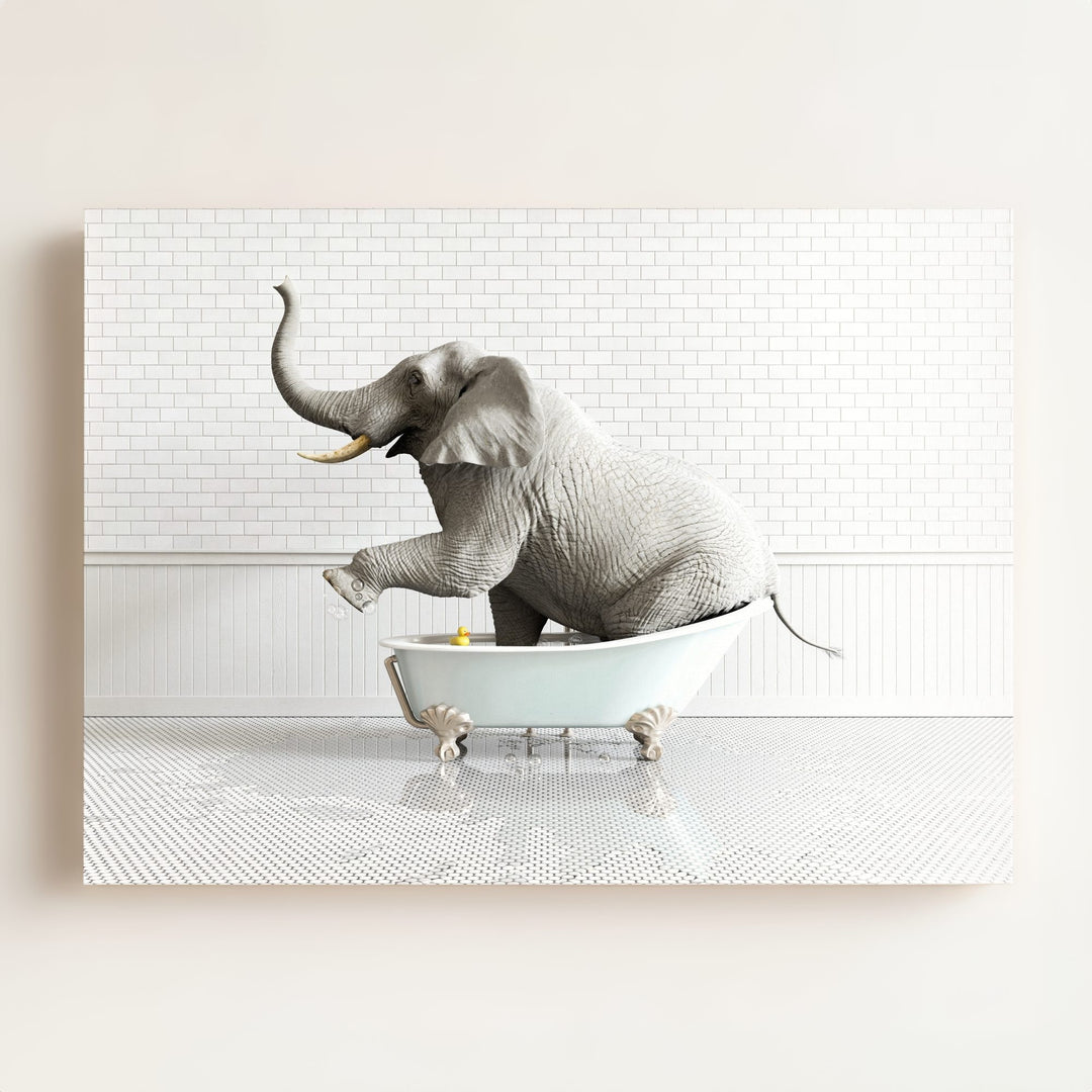 Elephant in Blue Bathtub