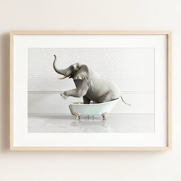 Elephant in Blue Bathtub