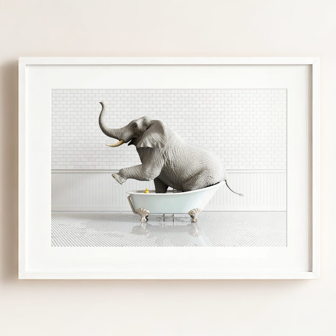 Elephant in Blue Bathtub