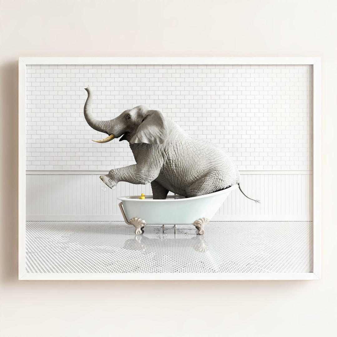 Elephant in Blue Bathtub